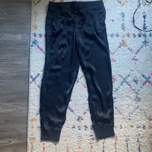 Sanctuary Black satin joggers with pockets. Size Small